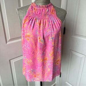 NWT Ramy Brook Harlie Pink Paisley Halter Neck Floral Print Blouse Top S